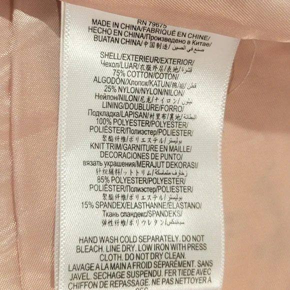 BCBG Generation Pink Lace Trench Short Coat Double Breasted Collared Belted S - Picture 10 of 10